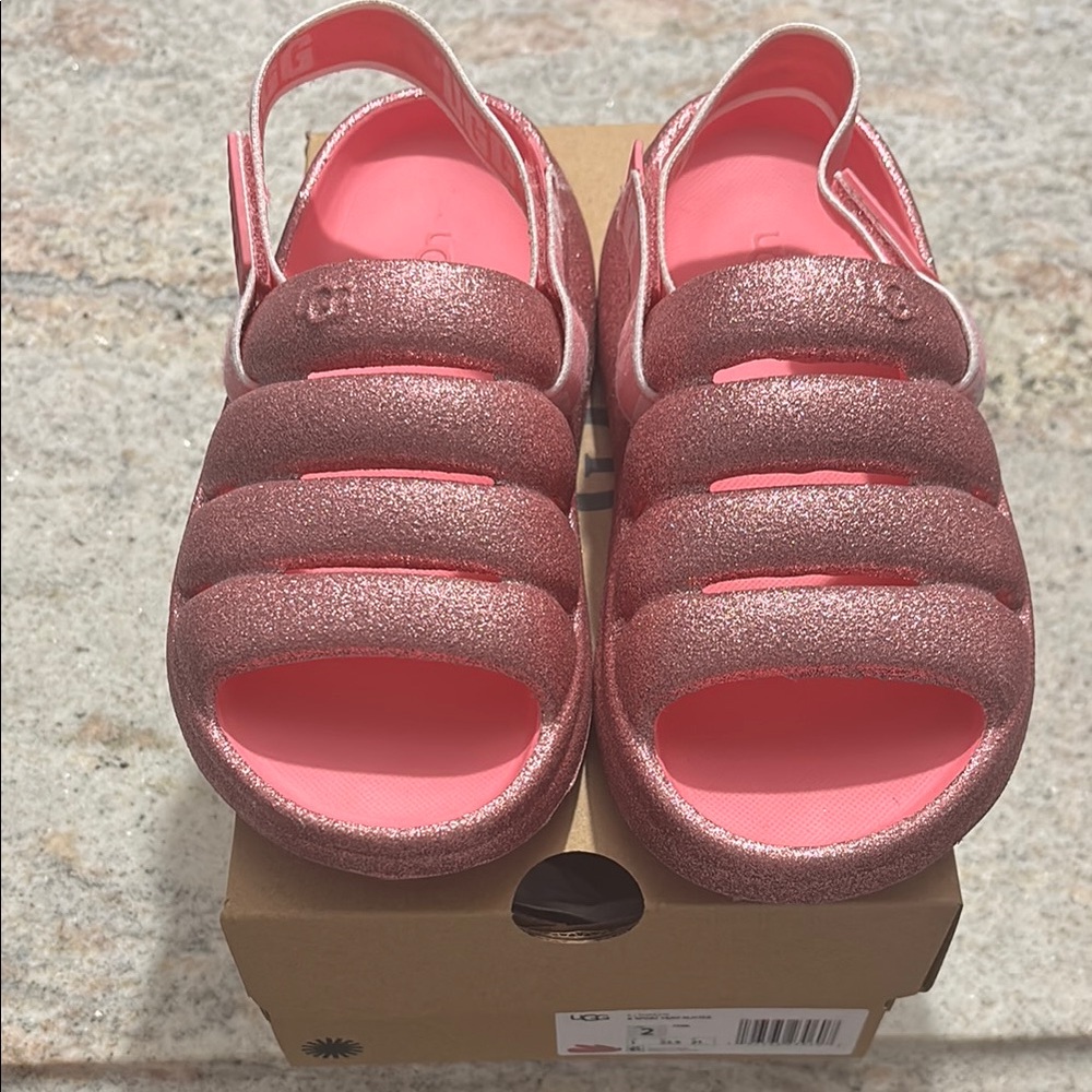 Ugg Yeah Glittery Pink Kids Sandals